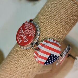 Vintage Coca-Cola American Flag Soda cap Bracelet
